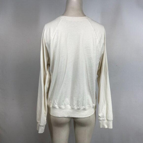 EVERLANE - WOMEN'S SMALL - OFF WHITE LONG SLEEVE CREW NECK ORGANIC COTTON TOP - Picture 5 of 8